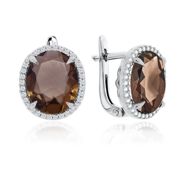 Серьги из серебра с топазами и фианитами в ювелирном интернет-магазине