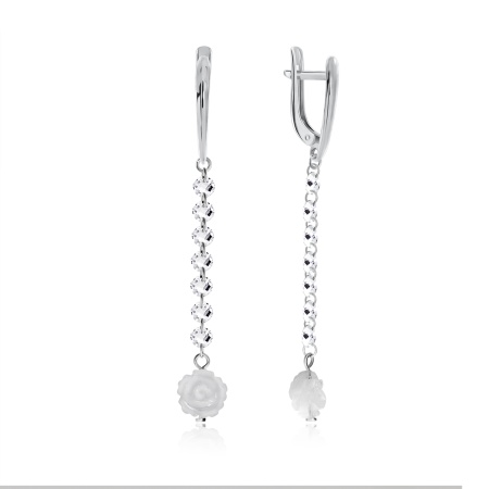 Серьги из серебра с перламутрами и фианитами со скидкой