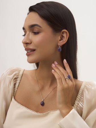 Серьги из серебра с чароитом
