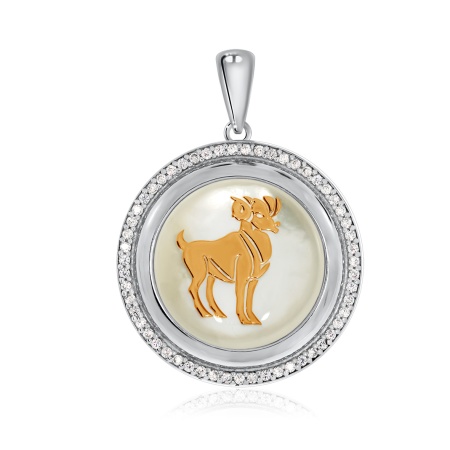 Купить подвеска из серебра с перламутром и фианитами