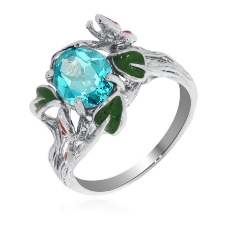 Купить кольцо из серебра с кварцемс эмалью в интернет-магазине KRASNOE Купить кольцо из серебра с кварцемс эмалью в интернет-магазине KRASNOE