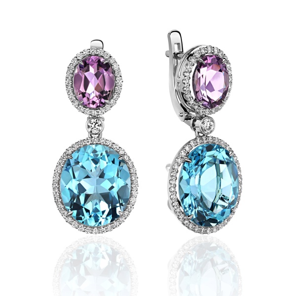 Серьги из золота с аметистами, топазами и бриллиантами plexus of radiance