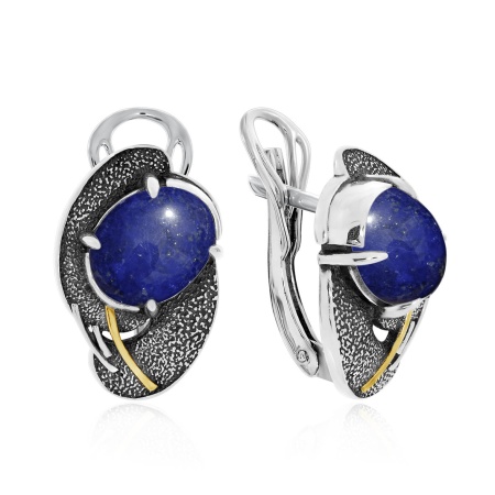 Серьги из серебра с лазуритами 2317472395 от KRASNOE, металл Серебро, вставка Лазурит