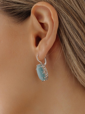 Серьги из серебра с кошачим глазом