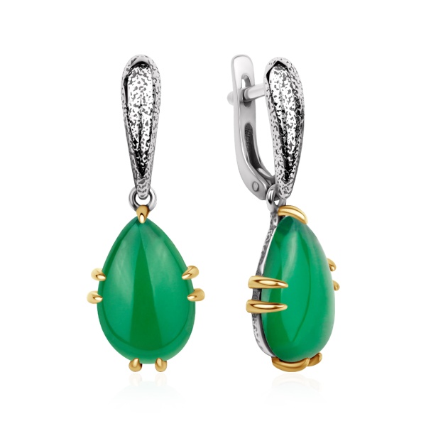 Серьги из серебра с агатом в ювелирном интернет-магазине