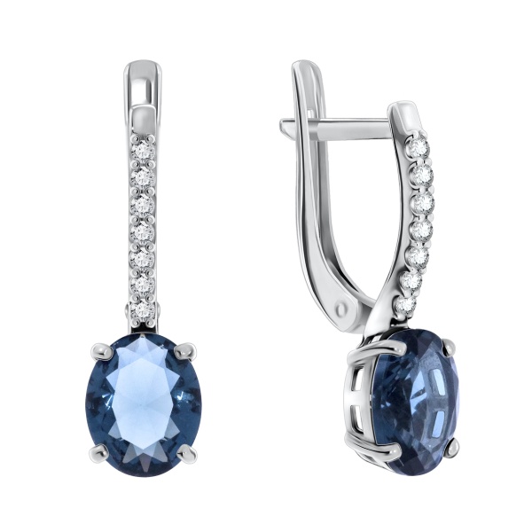 Серьги из серебра с кристалл ювелирныйами и фианитами 2340290185-76 от KRASNOE, металл Серебро, вставка 