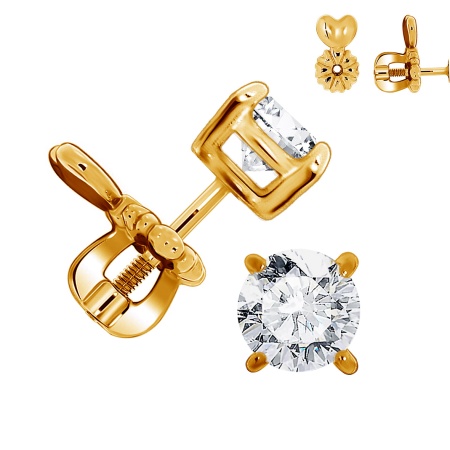 Пусеты из серебра с фианитами П320200160 от KRASNOE, металл Серебро, вставка Фианит