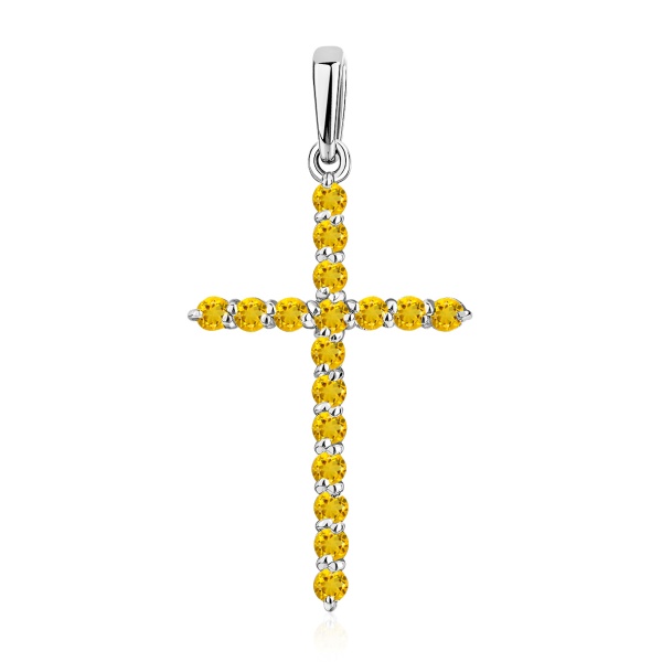 Крест декоративный из серебра с цитрином