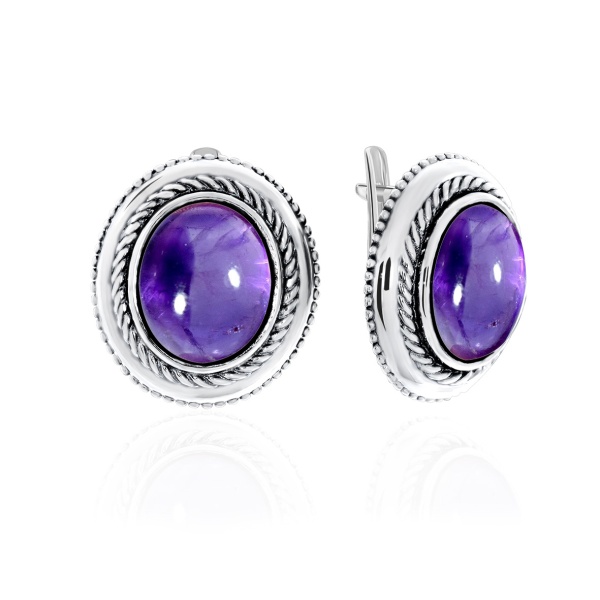 Серьги из серебра с натуральными корундами 2310220933-90 от KRASNOE, металл Серебро, вставка Корунд Синт.