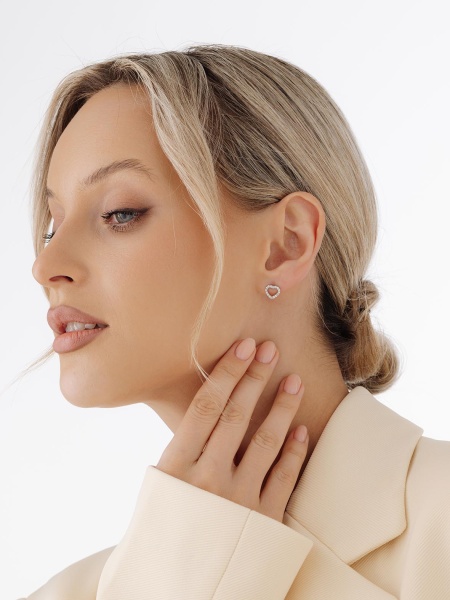 Пусеты из серебра с фианитами