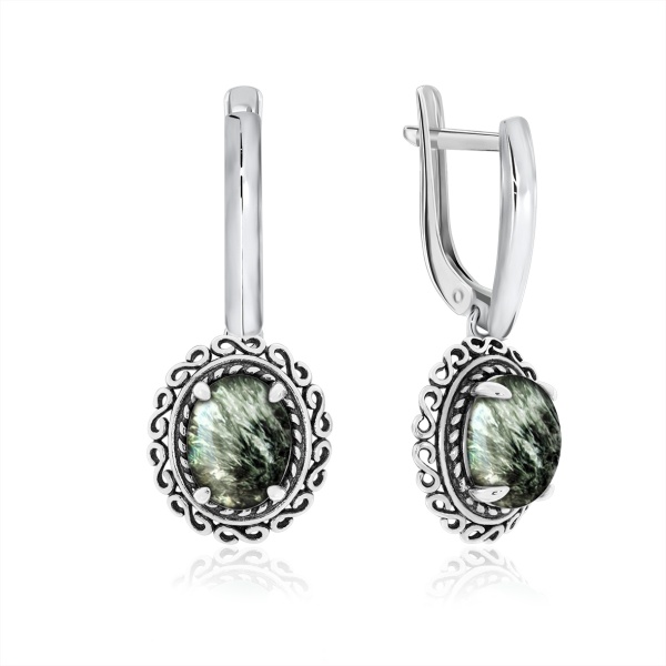 Серьги из серебра с серафинитами
