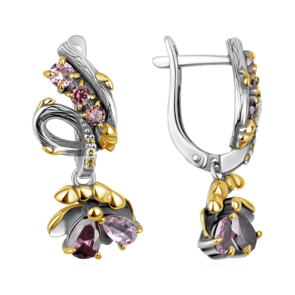 Серьги из серебра с ситаллами