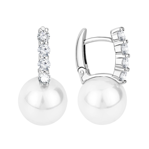 Серьги из серебра с жемчугом 2340241576 от KRASNOE, металл Серебро, вставка Жемчуг Имитация