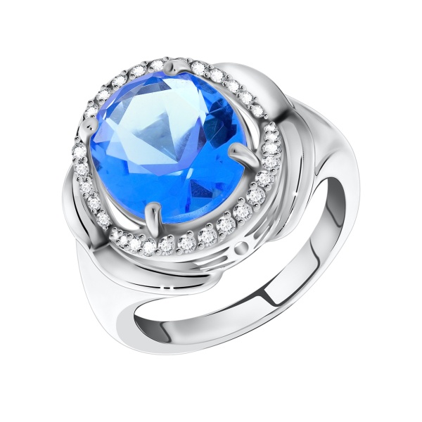 Кольцо из серебра с кварцем и фианитами со скидкой