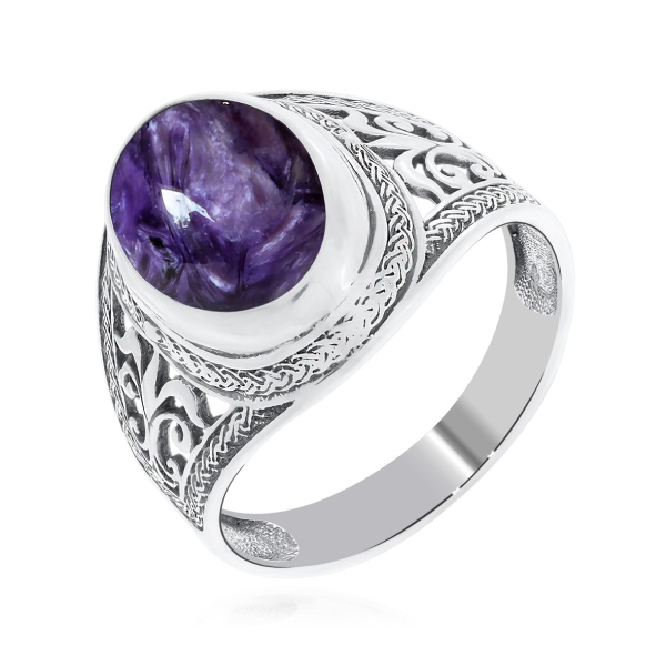 Купить кольцо из серебра с чароитом в интернет-магазине KRASNOE