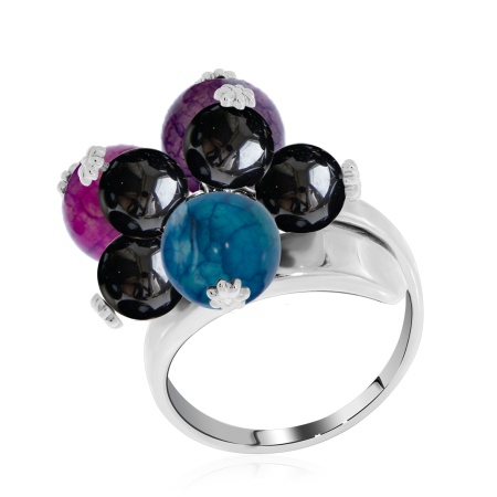 Купить кольцо из серебра с кварцем и агатами в интернет-магазине KRASNOE