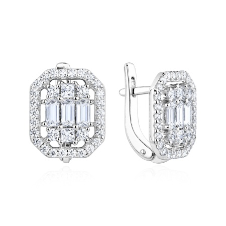 Серьги из серебра с фианитами