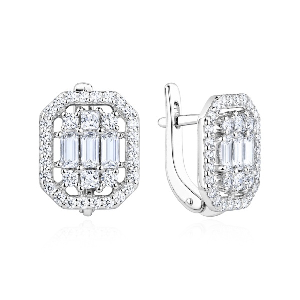 Серьги из серебра с фианитами