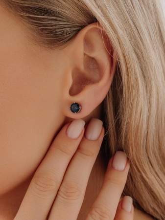 Пусеты из серебра с топазом