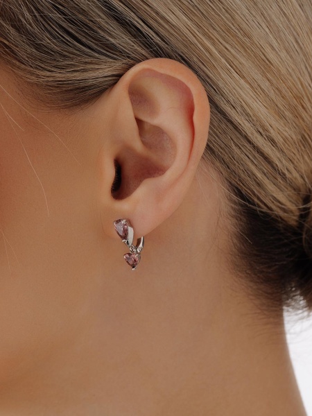 Серьги из серебра с фианитом
