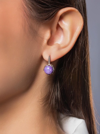 Серьги из серебра с чароитами