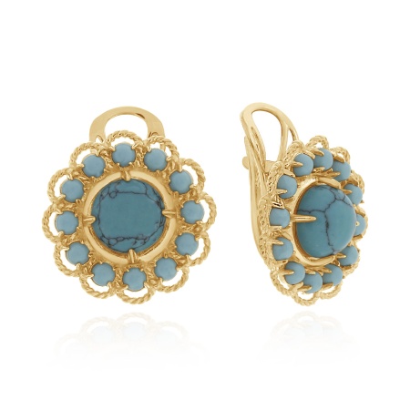 Серьги из серебра с бирюзой со скидкой