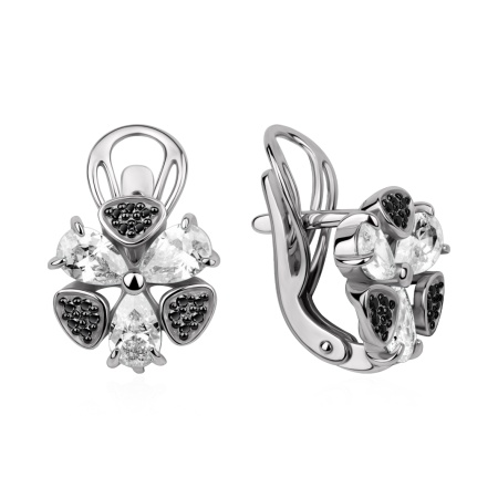 Серьги из серебра с фианитами и ситаллами 2348201814 от KRASNOE, металл Серебро, вставка 