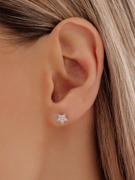 Пусеты из серебра с фианитами 2340205273л от KRASNOE, металл Серебро, вставка Фианит