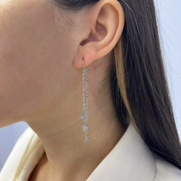 Серьги из серебра с фианитами 2340201627л-3 от KRASNOE, металл Серебро, вставка Фианит