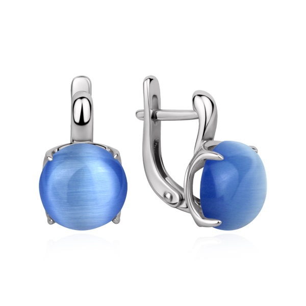 Серьги из серебра с кошачим глазом в ювелирном интернет-магазине