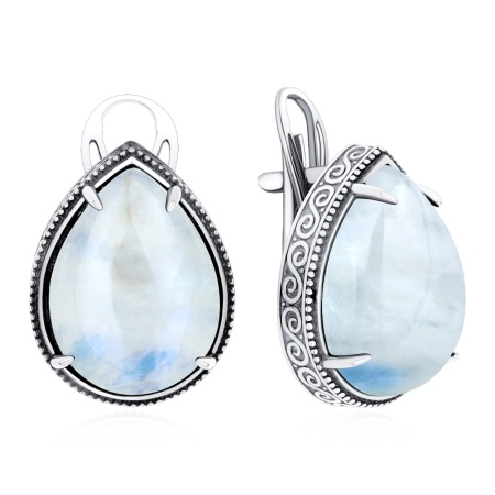 Серьги из серебра с лунным камнем