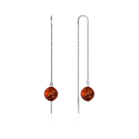 Серьги из серебра с янтарём