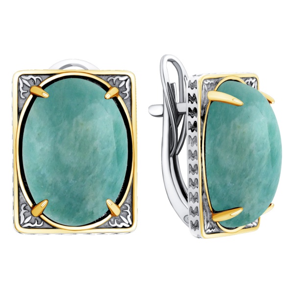 Серьги из серебра  2317375797 от KRASNOE, металл Серебро, вставка Амазонит