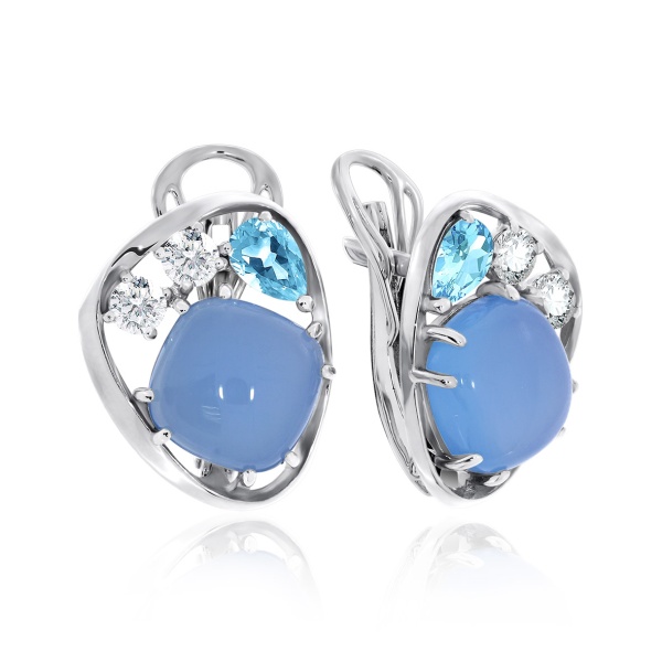 Серьги из серебра с халцедоном