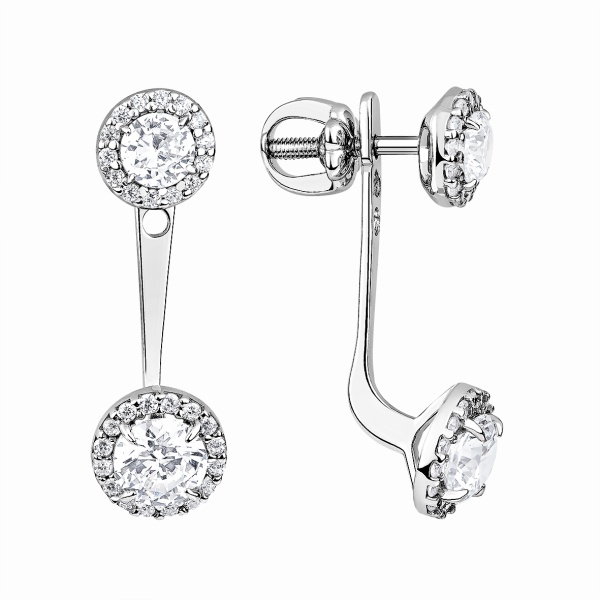 Серьги из серебра с фианитами