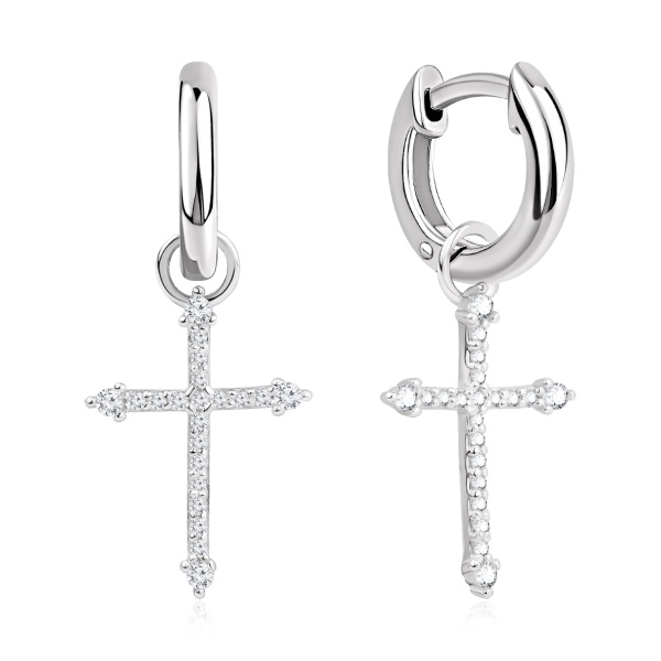 Серьги из серебра с фианитами 2340205603 от KRASNOE, металл Серебро, вставка Фианит