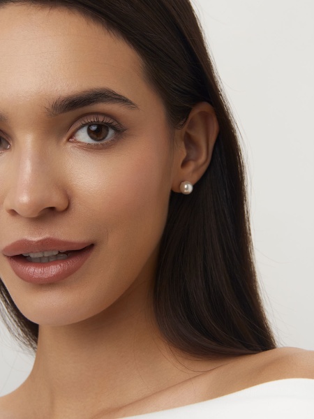 Пусеты из серебра с жемчугом