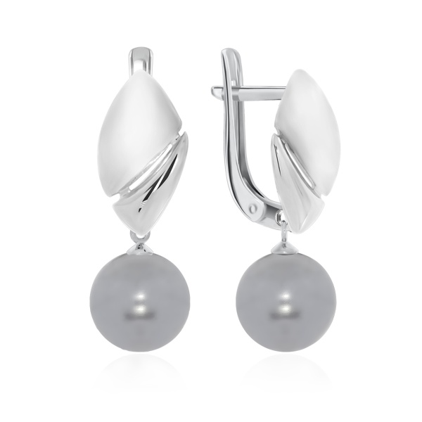 Серьги из серебра с жемчугом 2340240900-21 от KRASNOE, металл Серебро, вставка Жемчуг Имитация