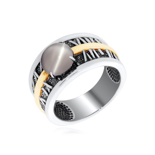 Купить кольцо из серебра с имитацией кошачьего глаза в интернет-магазине KRASNOE