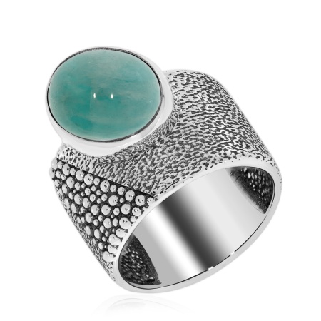 Купить кольцо из серебра с амазонитом в интернет-магазине KRASNOE