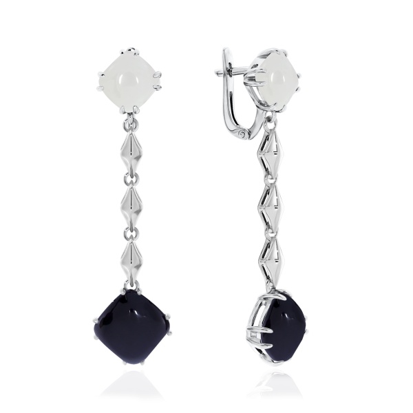 Серьги из серебра с агатами 2340391201-11 от KRASNOE, металл Серебро, вставка Агат