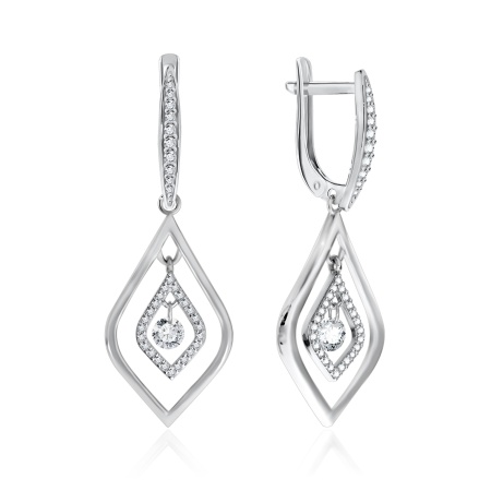Серьги из серебра с фианитом 2340200773л от KRASNOE, металл Серебро, вставка Фианит