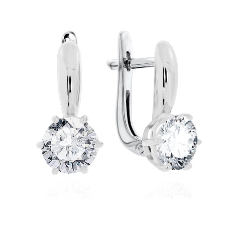 Серьги из серебра с фианитами