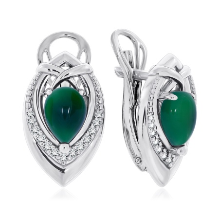 Серьги из серебра с агатами и фианитами