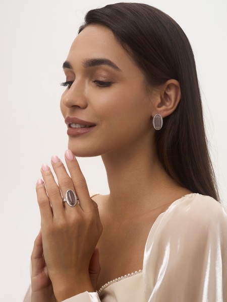 Серьги из серебра с агатами и фианитами 2340390938л-21 от KRASNOE, металл Серебро, вставка Агат