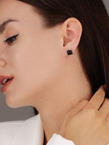 Пусеты из серебра с агатами