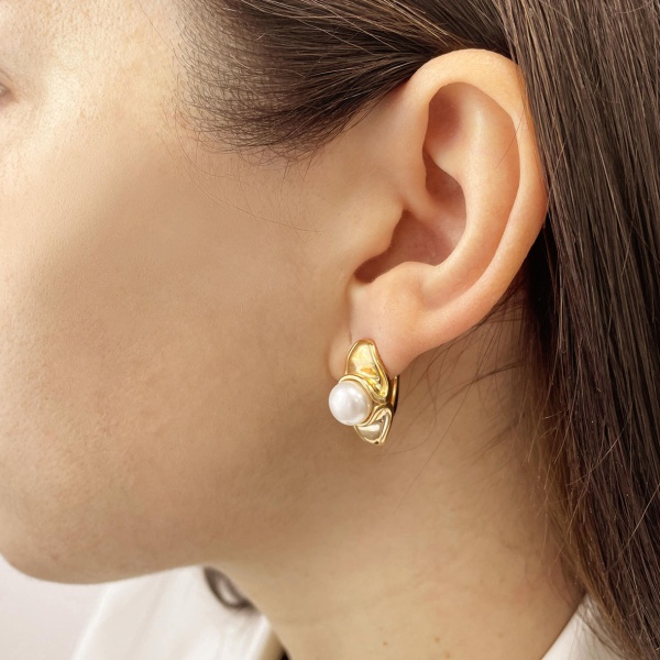 Серьги из серебра с жемчугами 2320050836 от KRASNOE, металл Серебро, вставка Жемчуг