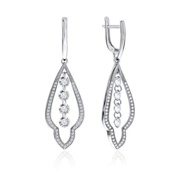 Серьги из серебра с фианитом со скидкой