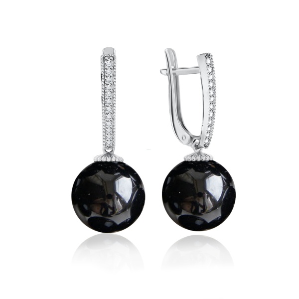 Серьги из серебра с агатами и фианитами 2340390822л-20 от KRASNOE, металл Серебро, вставка Агат