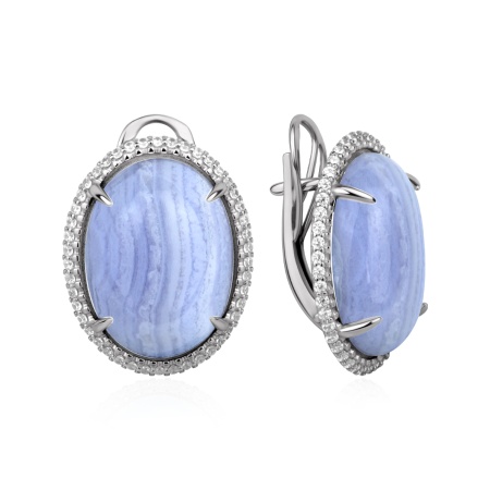 Серьги из серебра с агатами и фианитами